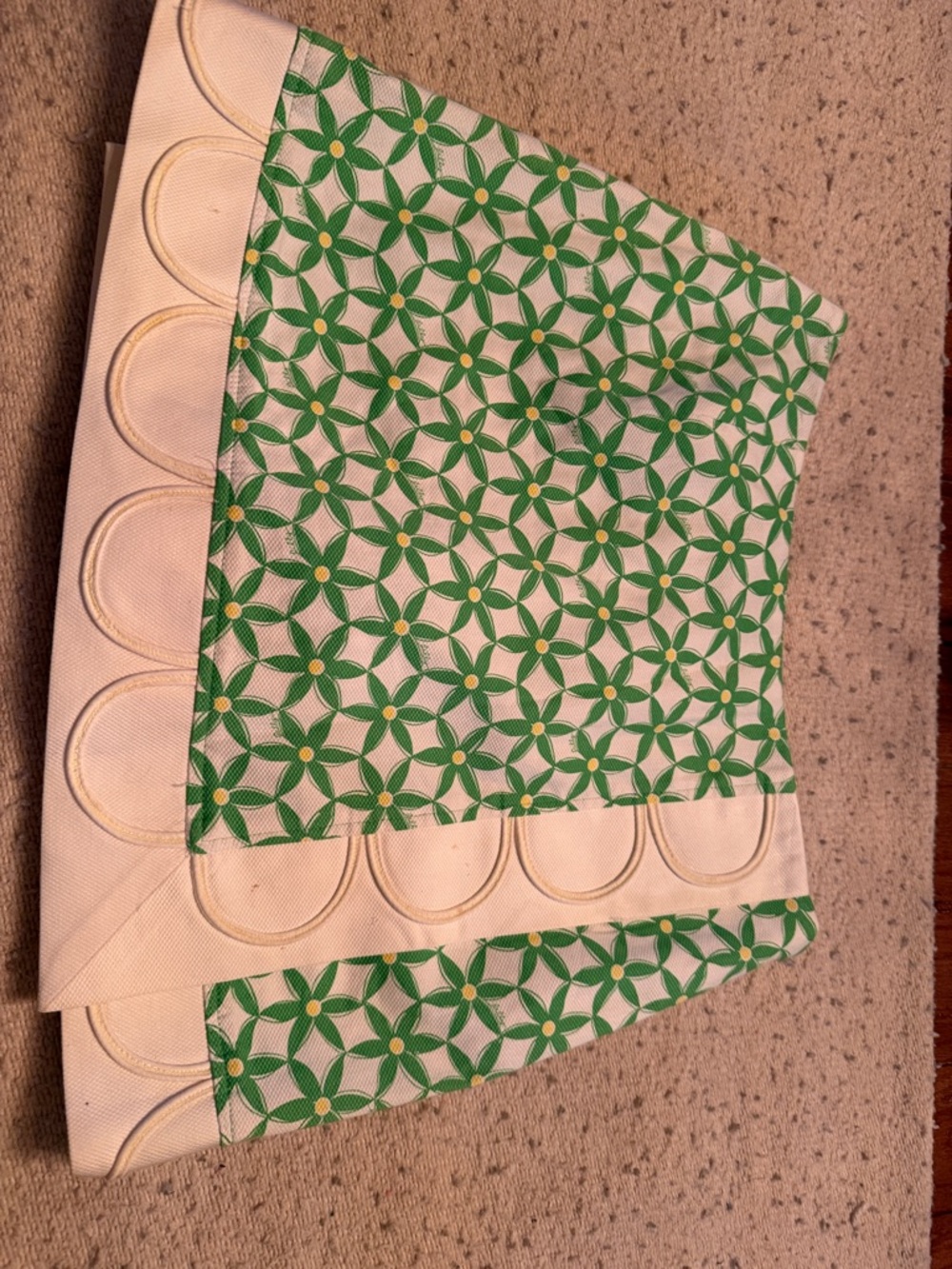 Lilly Pulitzer, golf skirt, white heavy cotton with green and yellow flowers.